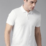 Roadster Men White Polo Collar Cotton Pure Cotton T-shirt