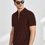 Moda Rapido Men Self Design Polo Collar T-shirt