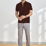 Moda Rapido Men Self Design Polo Collar T-shirt