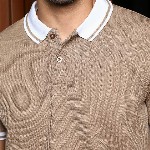 Campus Sutra Men Self Design Polo Collar Cotton T-shirt