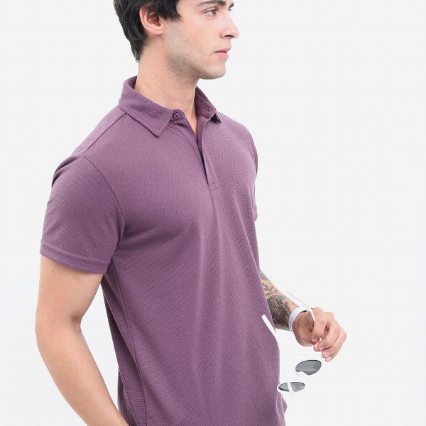 HIGHLANDER Popcorn Structured Polo Collar Regular Fit T-shirt