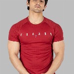 FUAARK Slim Fit Typography Printed Raglan Sleeves Anti Odour Gym T-shirt