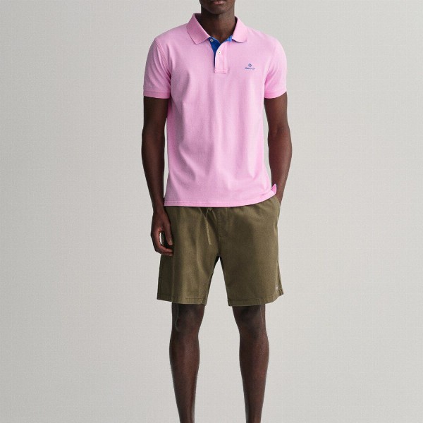 GANT Men Pink Polo Collar Slim Fit T-shirt