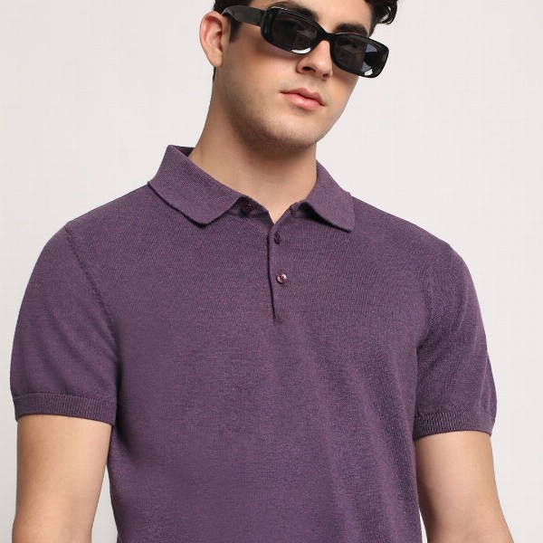 THE BEAR HOUSE Men Solid Regular Fit Cotton Polo Collar T-Shirt