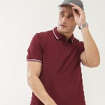 TURMS Men Solid Polo Collar Half Sleeves Stain And Water Repellent Cotton Tshirt