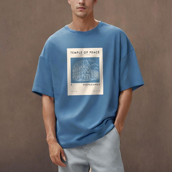 NOBERO Graphic Printed Drop Shoulder Sleeves Cotton Oversized T-Shirt