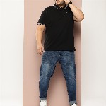 Sztori Men Plus Size Pure Cotton Monochrome Polo T-shirt