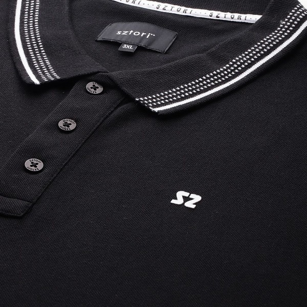 Sztori Men Plus Size Pure Cotton Monochrome Polo T-shirt