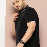 Sztori Men Plus Size Pure Cotton Monochrome Polo T-shirt