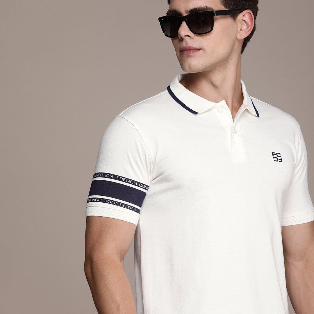 French Connection Men Polo Collar Pure Cotton T-shirt