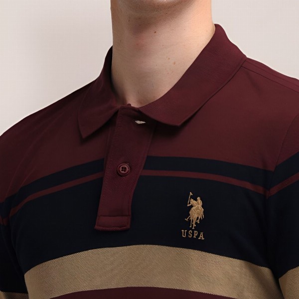 U.S. Polo Assn. Men Striped Polo Collar Cotton Slim Fit T-shirt