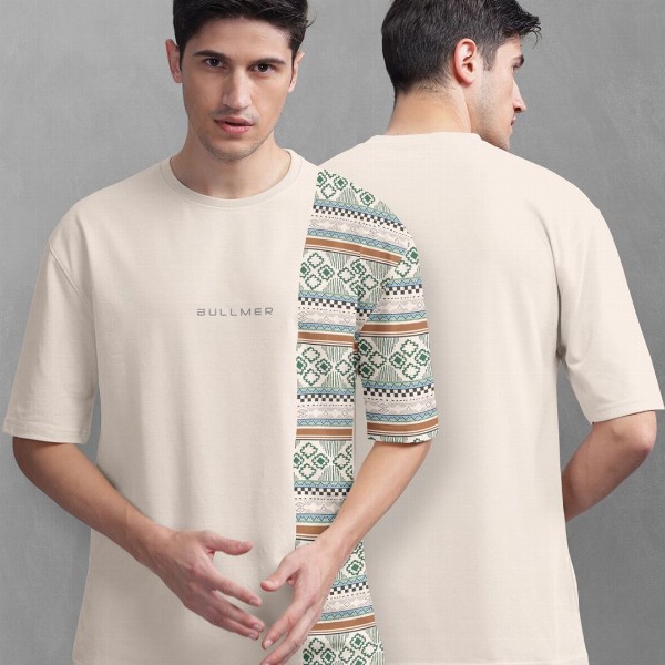 BULLMER Tribal Printed Oversized Cotton T-shirt