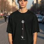 Bewakoof Men Black Printed Oversized T-shirt
