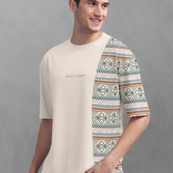 BULLMER Tribal Printed Oversized Cotton T-shirt