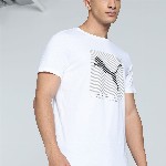 Puma Striped Logo Graphic Printed Slim Fit Tee