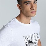 Puma Striped Logo Graphic Printed Slim Fit Tee
