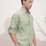 HIGHLANDER Men Textured Spread Collar Cotton Casual Shirt