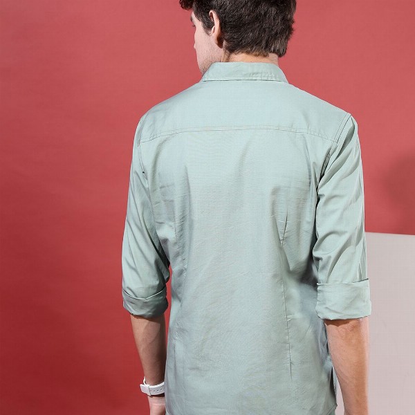 HIGHLANDER Men Green Slim Fit Solid Casual Shirt