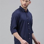 Louis Philippe Jeans Men Navy Blue Regular Fit Solid Casual Shirt
