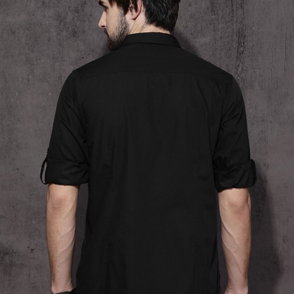 Roadster Men Black Pure Cotton Casual Shirt