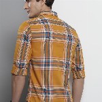 The Indian Garage Co Men Yellow Comfort Checked Regular Fit Casual Shirt