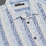Moda Rapido blue Slim Fit Striped Short Sleeves Cotton Casual Shirt