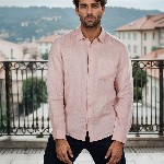 Celio Men Classic Regular Fit Spread Collar Solid Pure Linen Casual Shirt