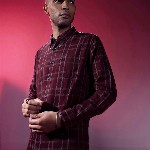 THE BEAR HOUSE Men Maroon & Grey Slim Fit Solid Casual Shirt