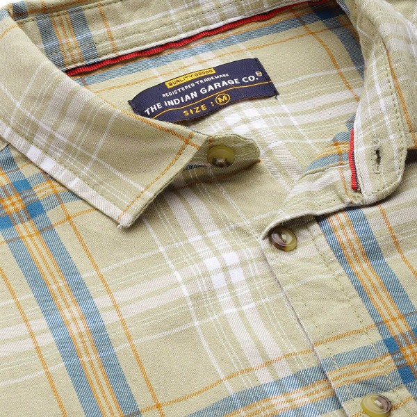 The Indian Garage Co Men Green Regular Fit Tartan Checks Opaque Checked Casual Shirt