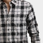 The Collection Checked Button Down Collar Long Sleeves Classic Slim Fit Cotton Shirt