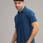 Parcel Yard Classic Geometric Self Design Spread Collar Cotton Casual Shirt