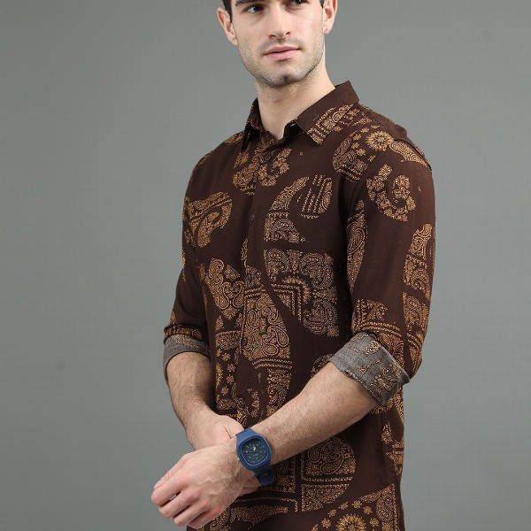 HERE&NOW Abstract Printed Slim Fit Casual Shirt