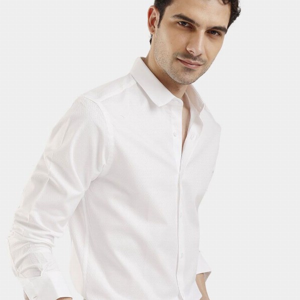 The Collection Classic Slim Fit Geometric Printed Spread Collar Shirt