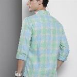 The Indian Garage Co Men Blue Checked Casual Shirt