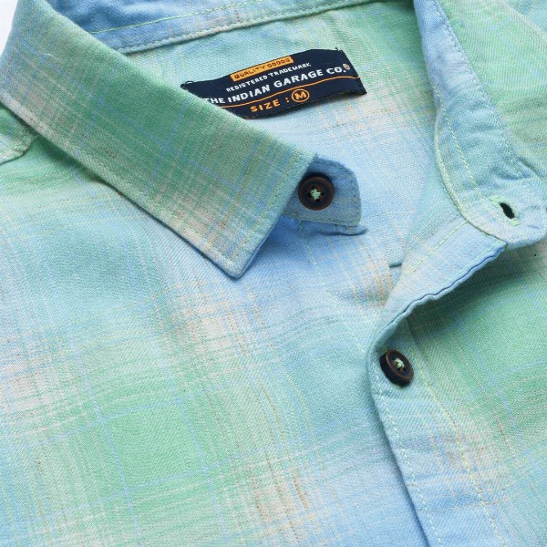 The Indian Garage Co Men Blue Checked Casual Shirt