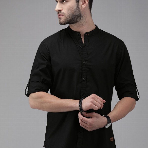 Roadster Men Black Pure Cotton Casual Shirt