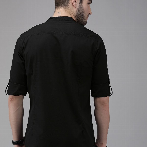 Roadster Men Black Pure Cotton Casual Shirt