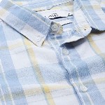THE BEAR HOUSE Men White & Blue Classic Slim Fit Checked Pure Cotton Casual Shirt
