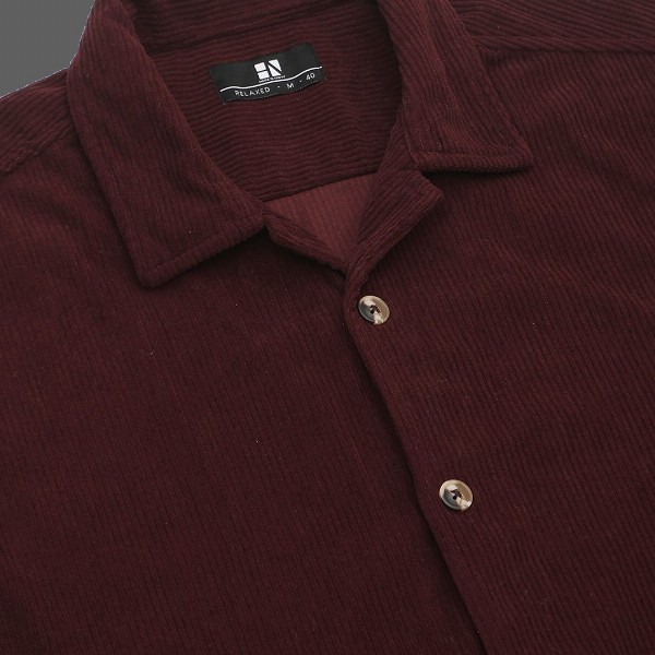 HERE&NOW Self Design Corduroy Weave Oversized Casual Shirt