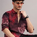 HERE&NOW Slim Fit Abstract Printed Cotton Casual Shirt