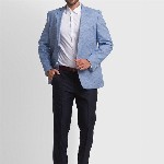 ColorPlus Men Blue Self Design Single-Breasted Formal Blazers