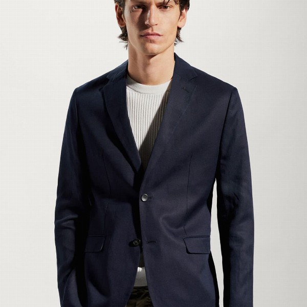 MANGO MAN Slim Fit Notched Lapel Collar Semi-Formal Blazer