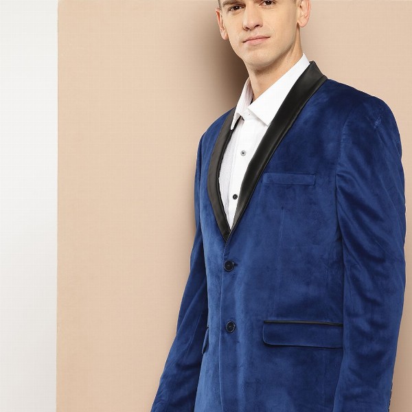INVICTUS Slim Fit Velvet Single-Breasted Blazers