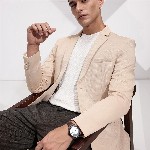 INVICTUS Self Design Slim Fit Textured Single Breasted Semiformal Blazer