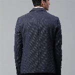 Blackberrys Men Navy Blue Textured Slim Fit Single-Breasted Formal Blazer