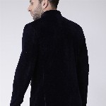 Hangup Men Blue Solid Velvet Bandhgala Party Blazer