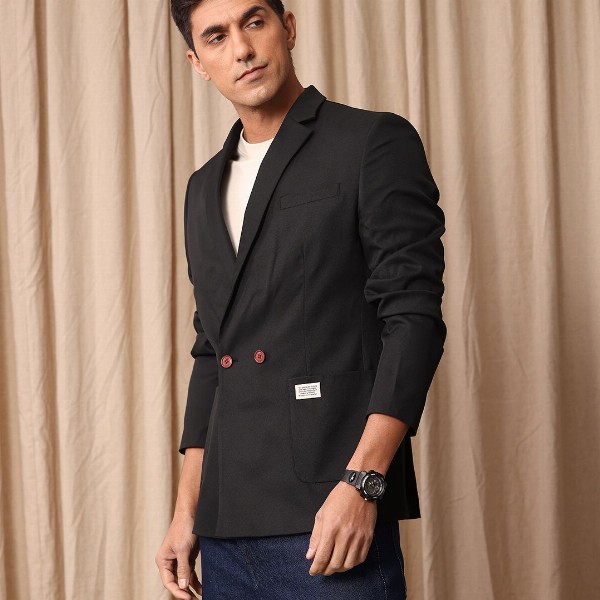 Mr Bowerbird Tailored Fit Double Breasted Casual Blazer