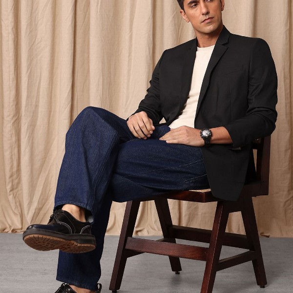 Mr Bowerbird Tailored Fit Double Breasted Casual Blazer