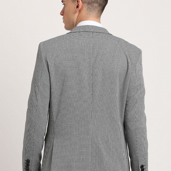 Turtle Checked Knitted Single-Breasted Blazer